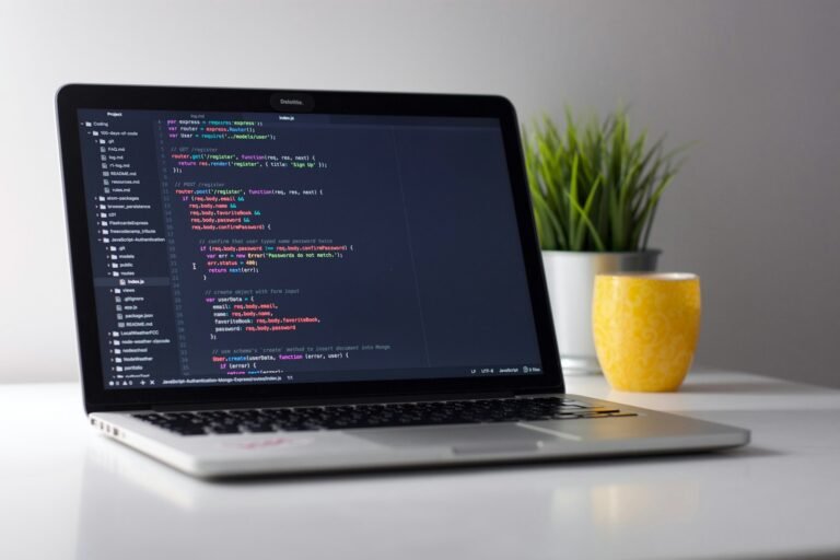 Laptop with website code