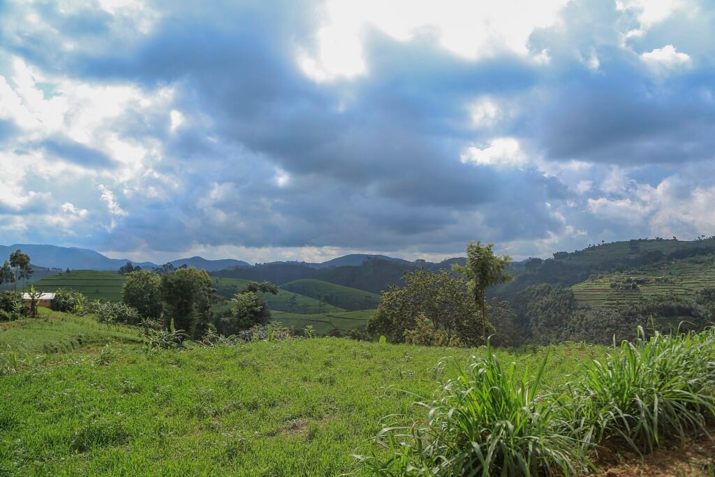 Sky view of hills of Rwanda